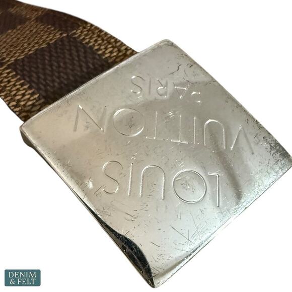 Louis Vuitton Unisex Damier Ebene PARIS Graphite Buckle Belt 100/40 AUTHENTIC - Picture 7 of 16